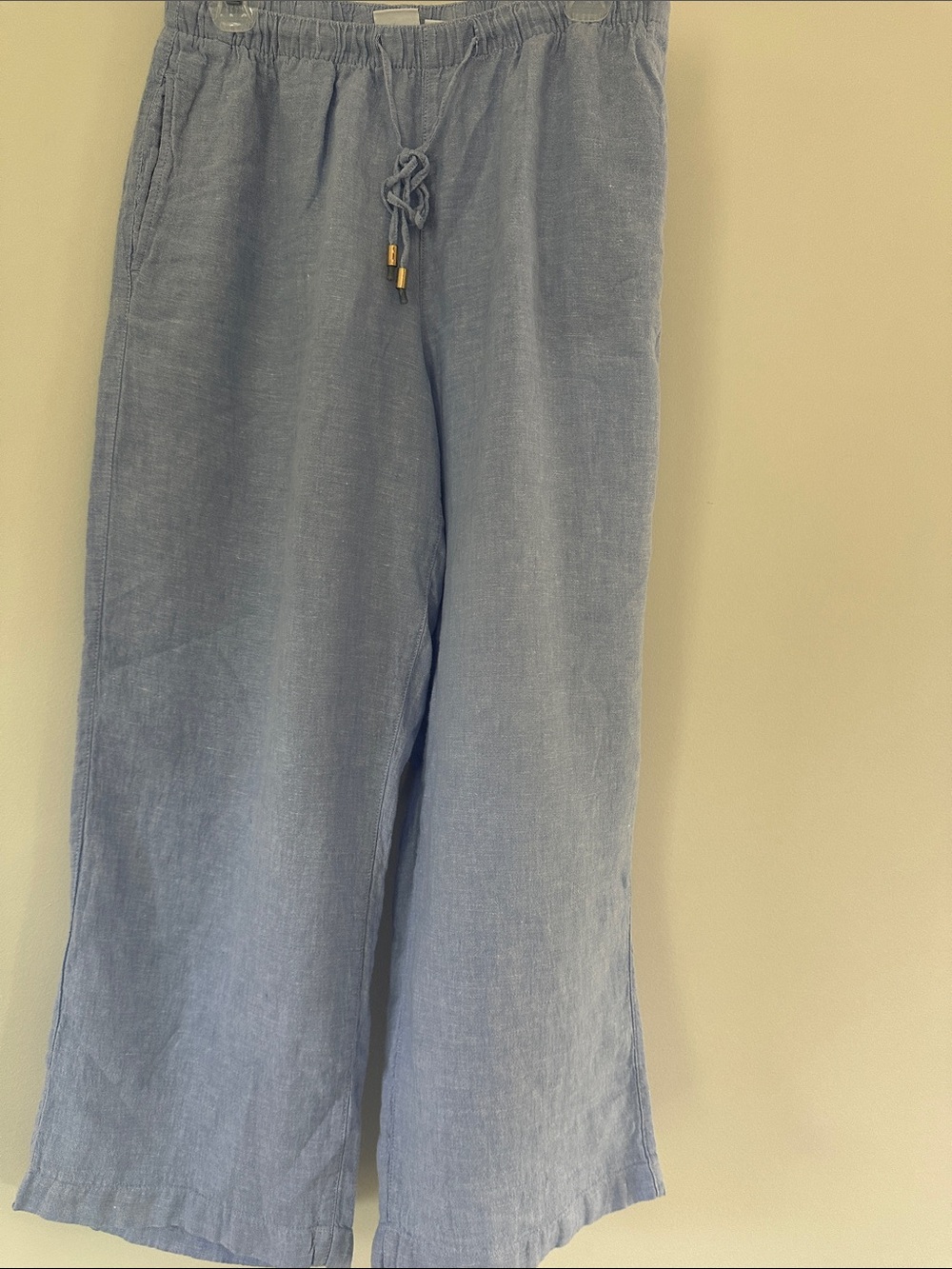 C&C California Light Blue Linen-Blend Drawstring Chinos